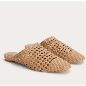 Everlane The Day Mule in Woven Nappa Leather Tan Size 7